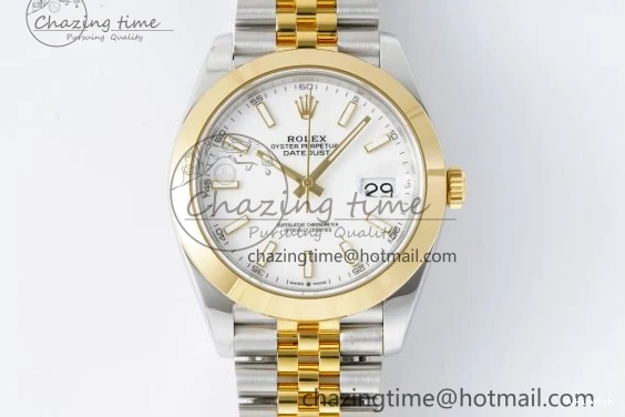 1:1 Polished SS DateJust Bezel 41 Dial Steel Edition on KING Bracelet White Jubilee VR3235 904L Best YG 0306